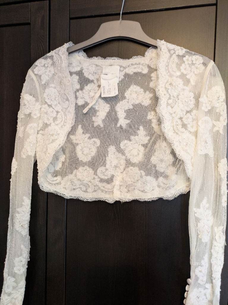 Wedding dress size 12 with lace bolero jacket and tiara
