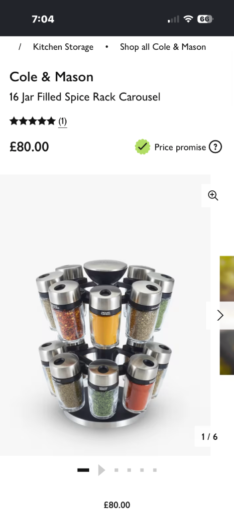 Cole & Mason 16 Jar Filled Spice Rack Carousel - Brand New