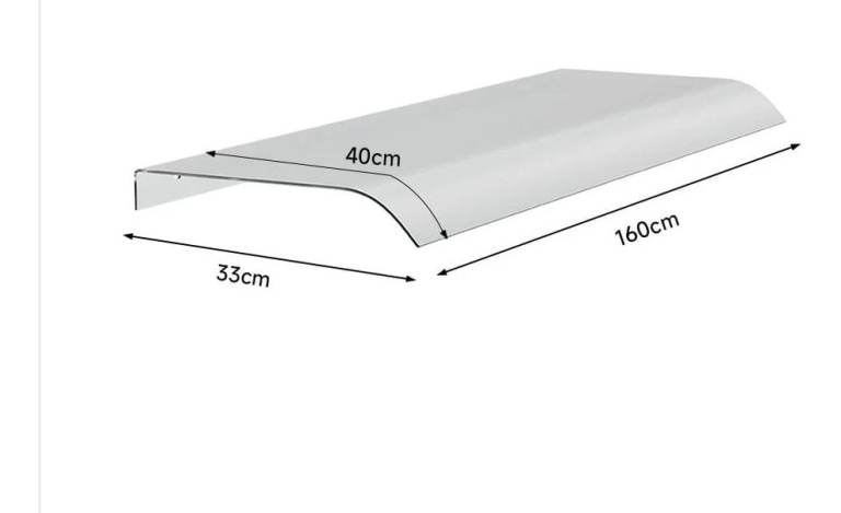 A new double frosted plastic over door canopy the measurements are enclosed 