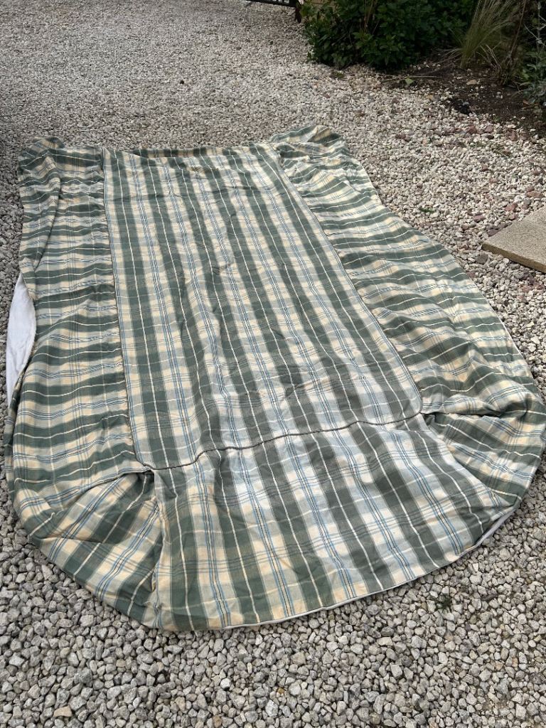 Green and white checked single bedspread 