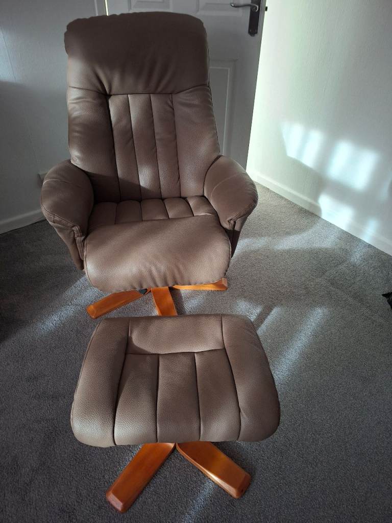 Leather swivel recliner chair