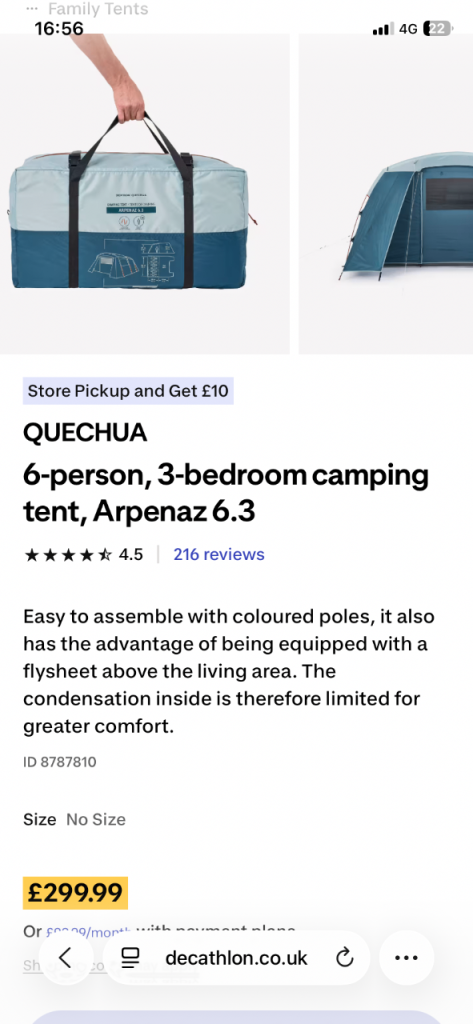 QUECHUA Arpenaz 6.3 - NEW 6 Person, 3-Bedroom Family Camping Tent
