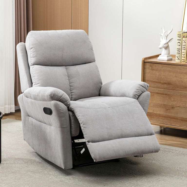 New Luxury Padded Fabric Recliner Chair Backrest and Footrest Modern (Gray + Fabric)