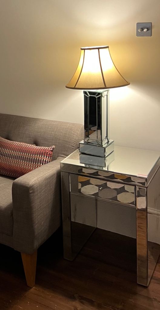 Mirrored Bedside Table Silver Nightstand : Silver Glass End Tables 45x38x64cm 