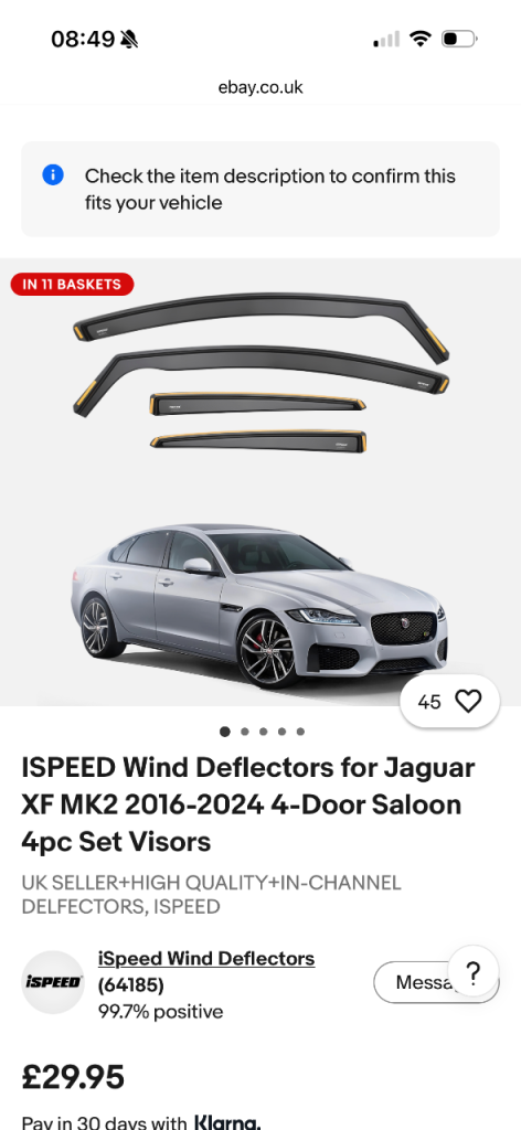 Jaguar XF MK 2 wind deflectors (ispeed)
