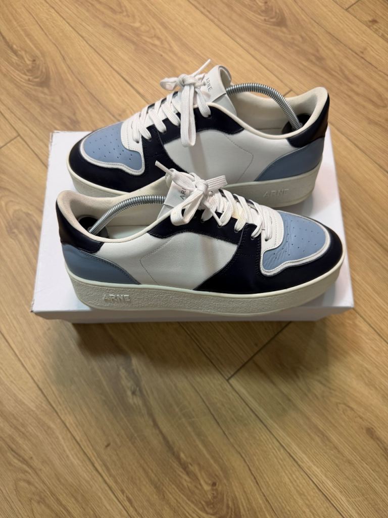 Arne Mid Court Trainers Blue/Navy/White Size-7