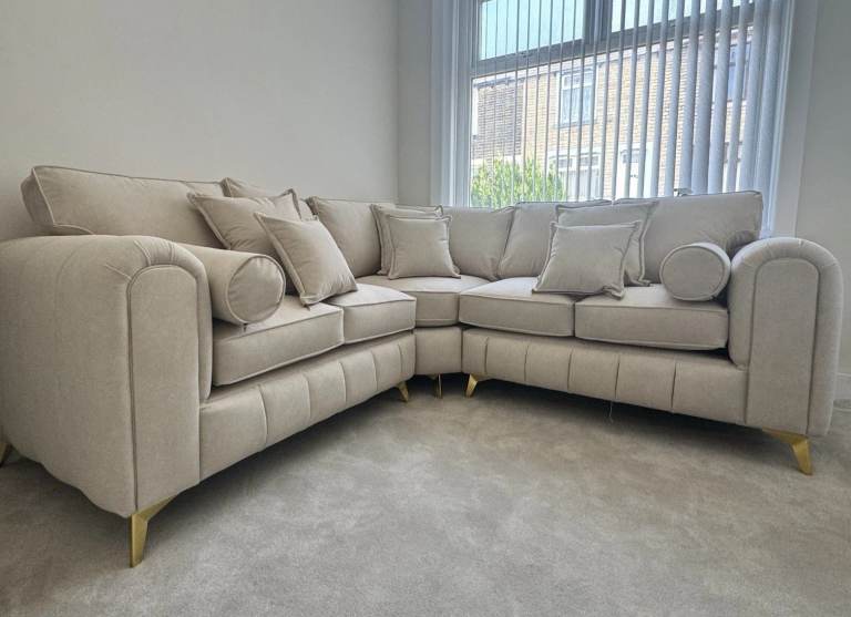 Brand New Cream Velvet Corner Sofa