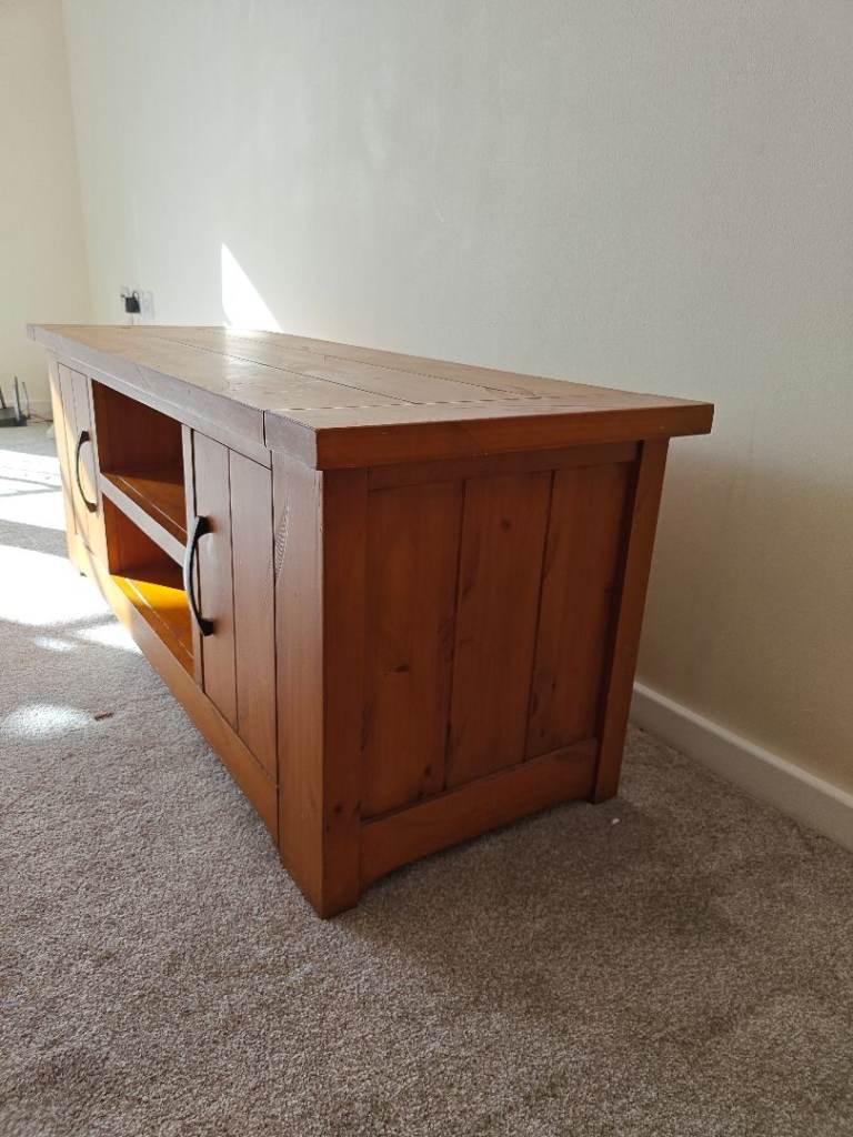 Solid wood TV unit with storage