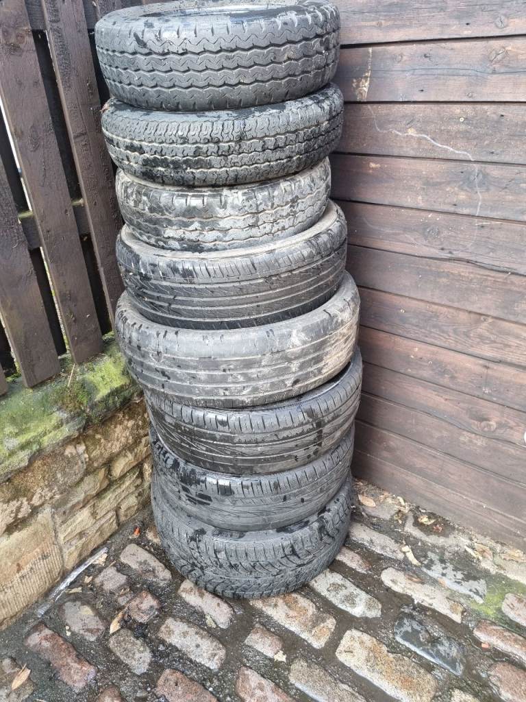 FREE FREE FREE!!!! TO GOOD HOME MY LAST 8X USED OLD TYRES 