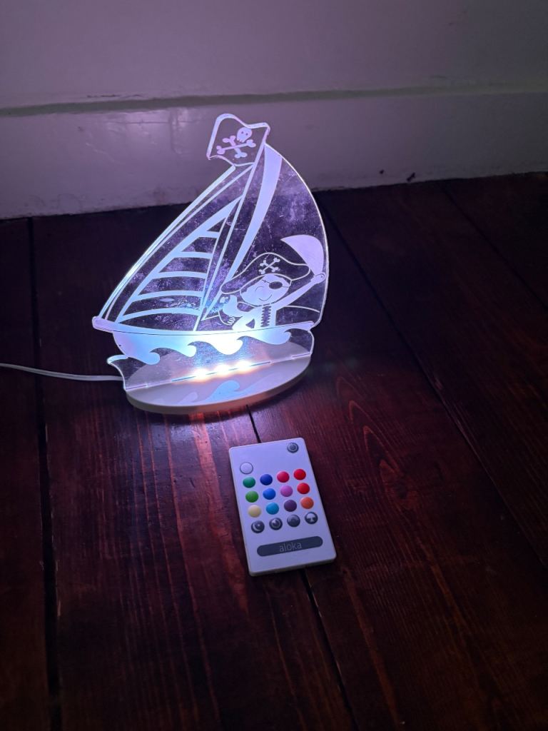 Ikea pirate ship night light with remote control 