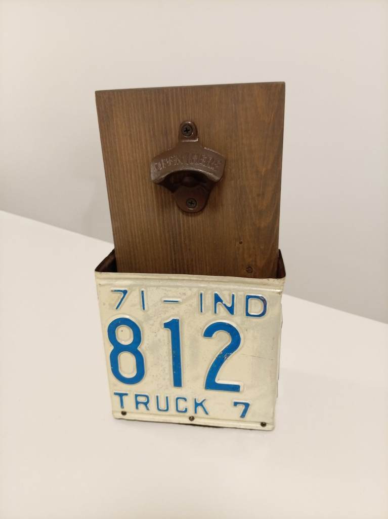 Handmade Wall Mounted Vintage Indiana Truck License Plate Bottle Opener – Rustic Bar Decor 