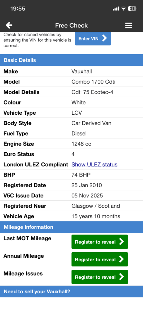 Vauxhall, COMBO, Car Derived Van, 2010, Manual, 1248 (cc)