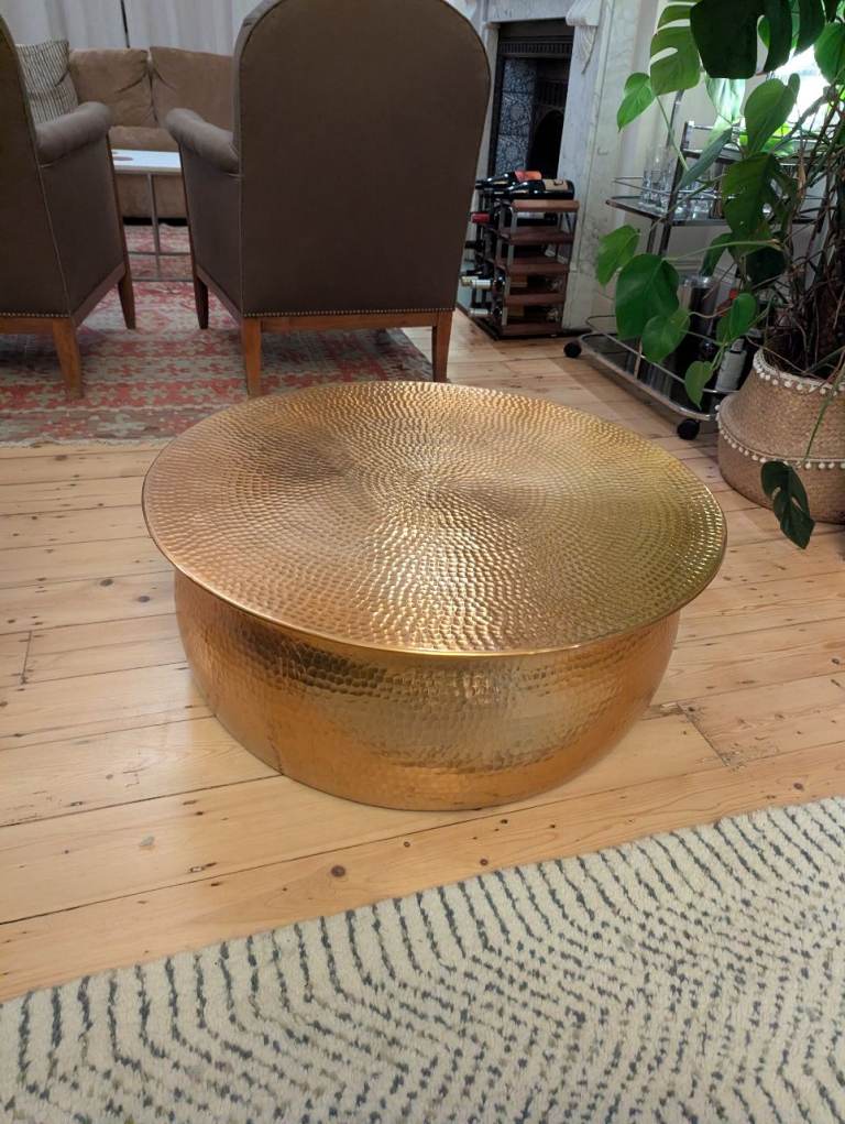 image for Habitat Orrico Rose Gold / Copper Coffee Table – Hammered Metal