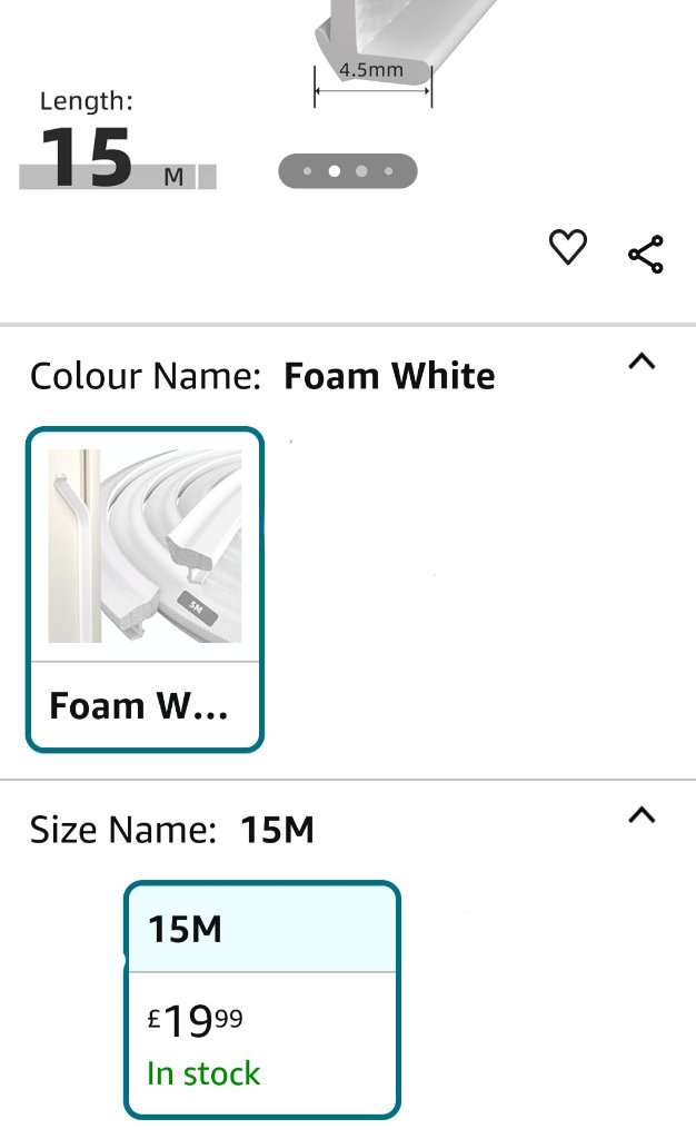 Bnip 15m White Nylon+Foam Kerf Door Window Seal Replacement