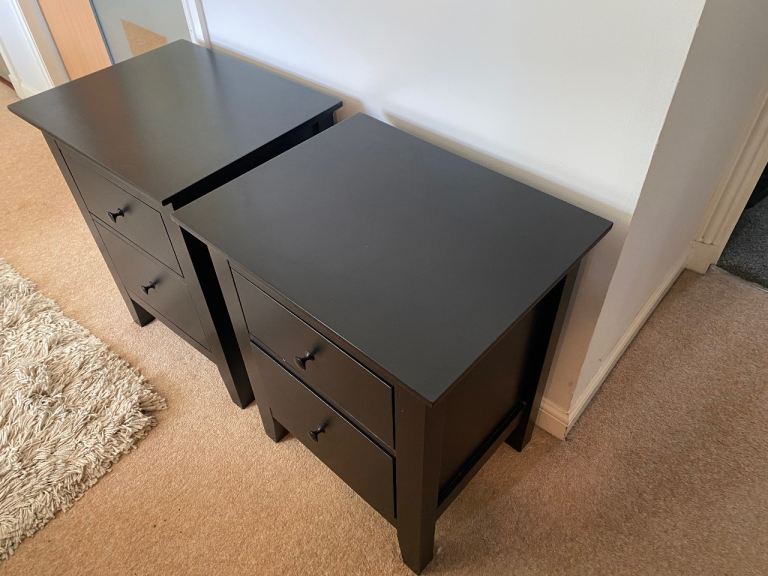 Black Bedside Drawers x2