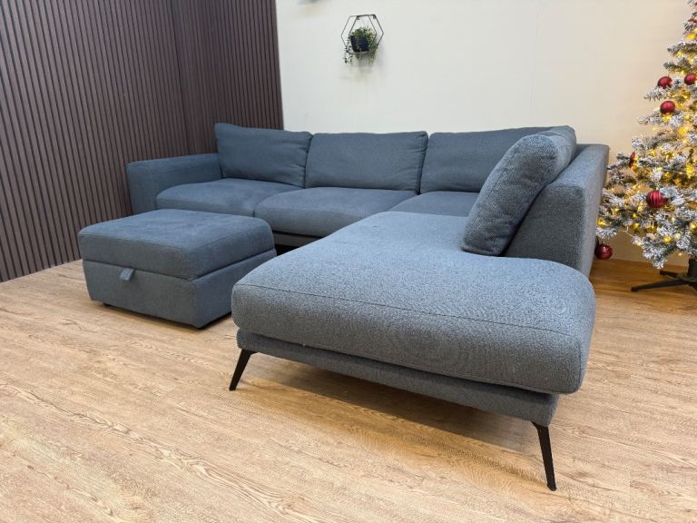 Navy DFS Lexia L-Shape corner sofa and ottoman footstool (WE DELIVER)