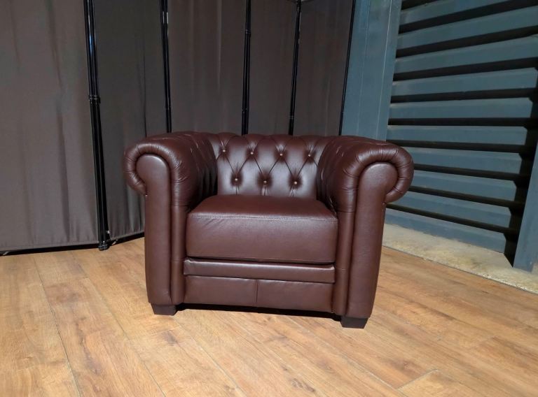 Unused Chesterfield Leather Armchair - Walnut.