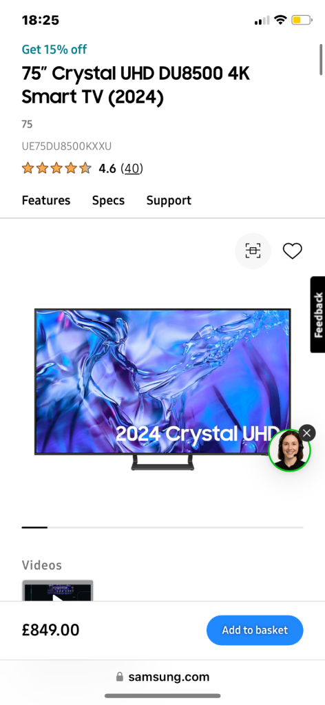 75” smart TV (was £1300)