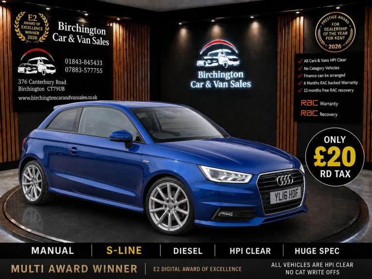 2016 Audi A1 1.6 TDI S Line IN BLUE **£20 RD TAX** FULL/S/HISTORY VGC 3 DOOR  HATCHBACK Diesel Ma...