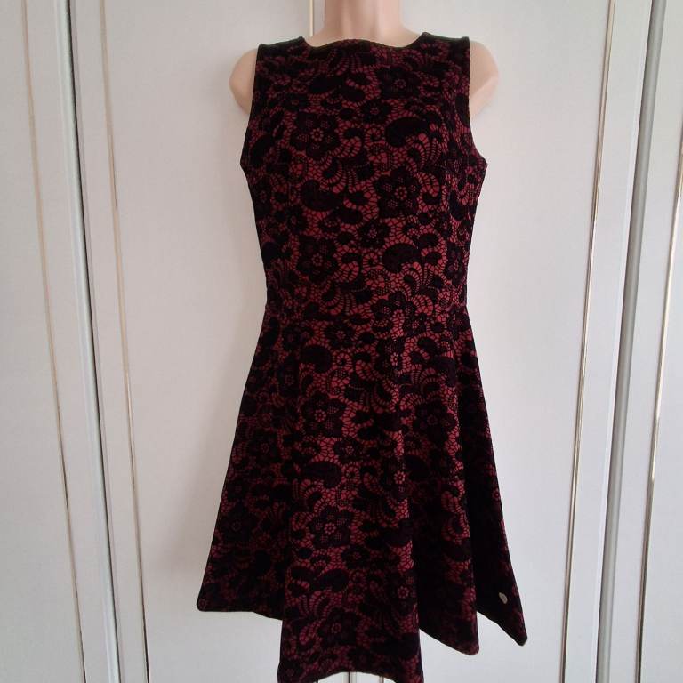 Joe Browns Dress Women's - Size 10 Velvet Flock Style Flower Print/Floral Skater Dress