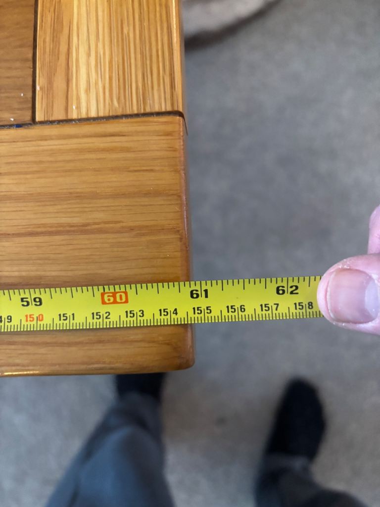 Solid oak dining table and 4 chairs 