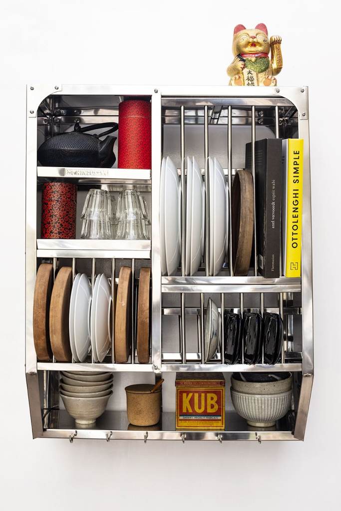 Traditional Indian plate rack 76×60 cm / Wall-Mounted Stainless Steel Plate Rack 