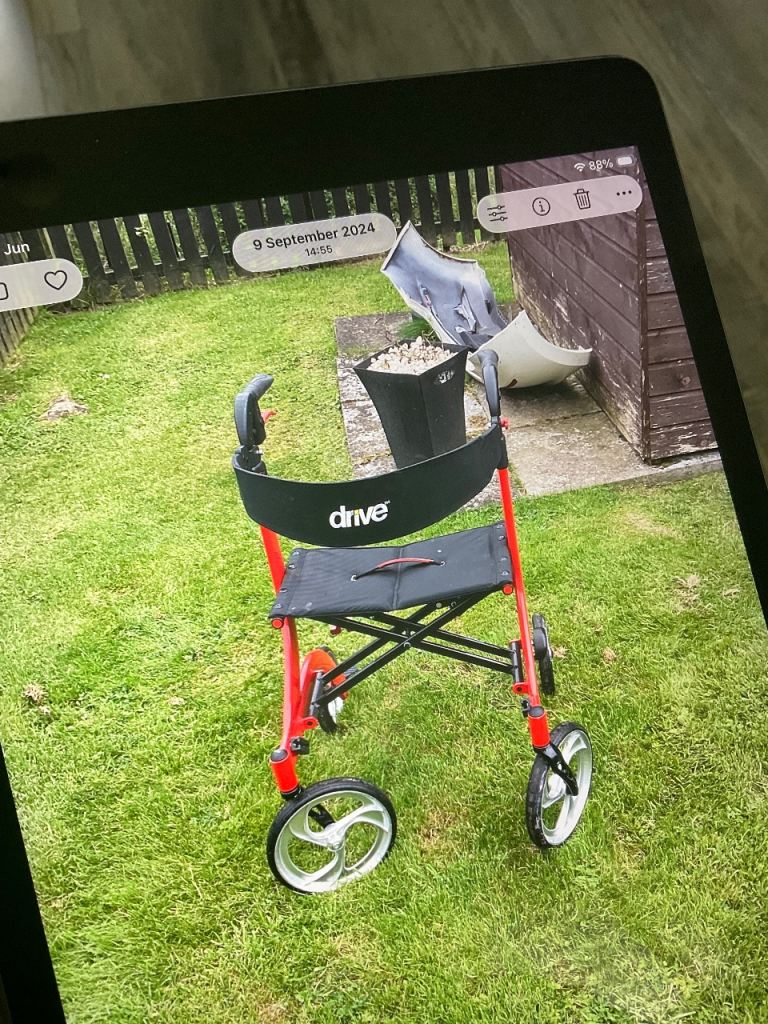 Drive Medical Red Rollator Walker with Seat – Good Condition