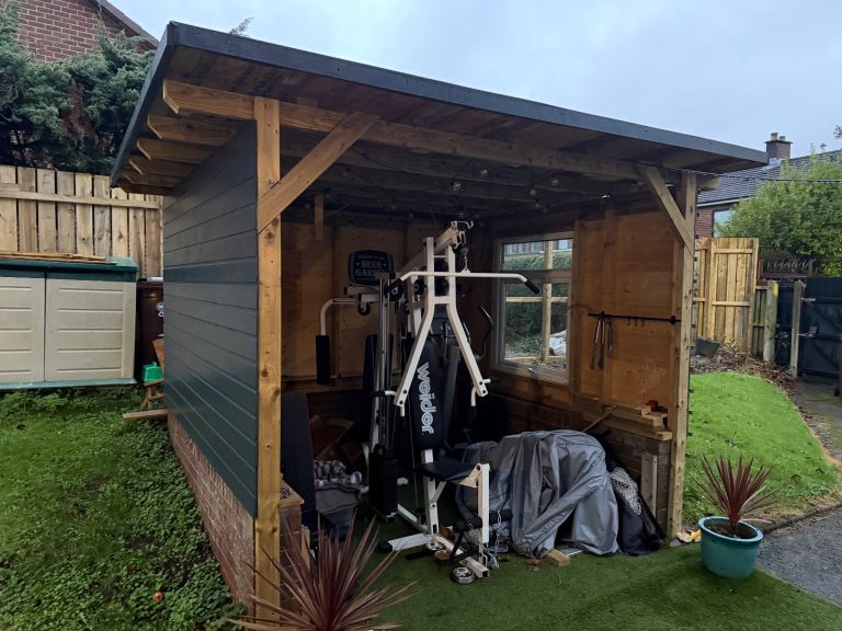summer house shed workshop and gym equipment