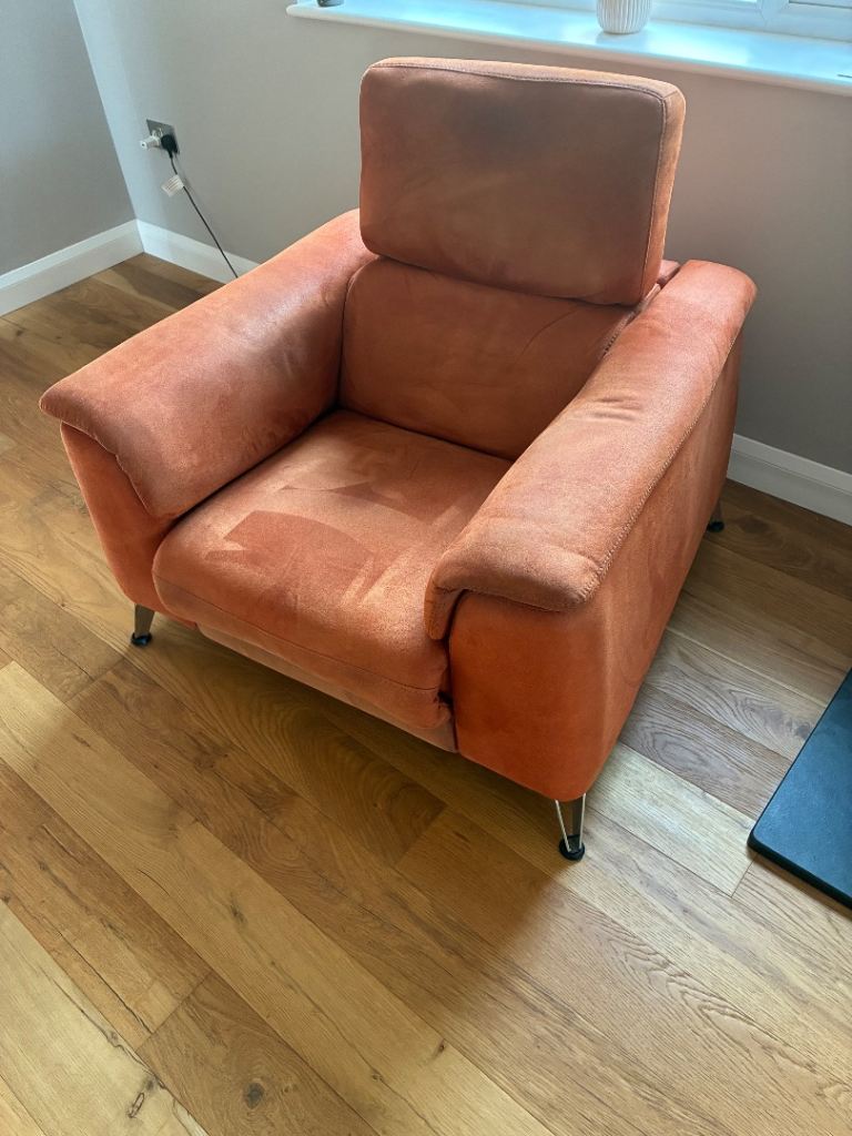 Comfy electric reclining armchair burnt orange