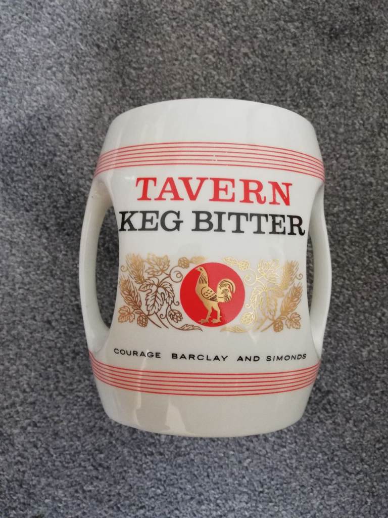 Vintage ceramic Burleigh Ware Tavern Keg Bitter pint drinking mug 