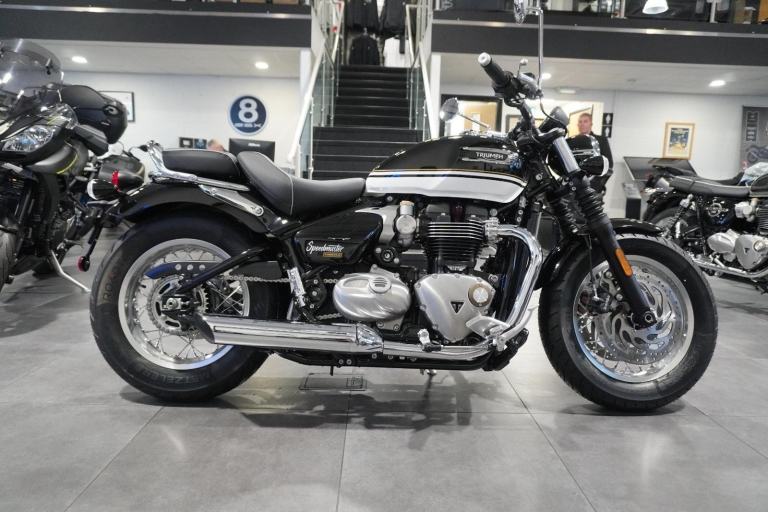 Triumph Bonneville Speedmaster, 2026, Sapphire Black/ White. IN STOCK NOW
