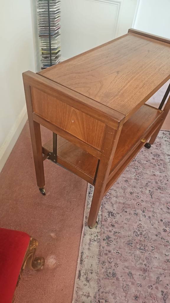 Vintage teak metamorphic serving trolley