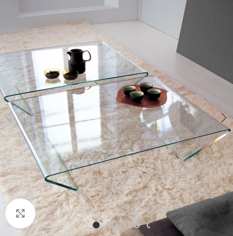 Large curved glass coffee table 