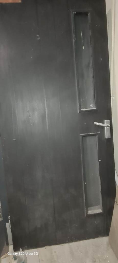 Black Internal Door with Glass Panels and Handle
