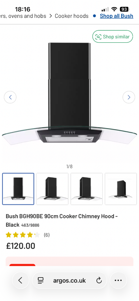 Bush black chimney cooker hood 
