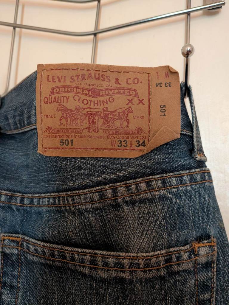 Levi's 501 Jeans W33 L34 - Blue Denim, Good Condition