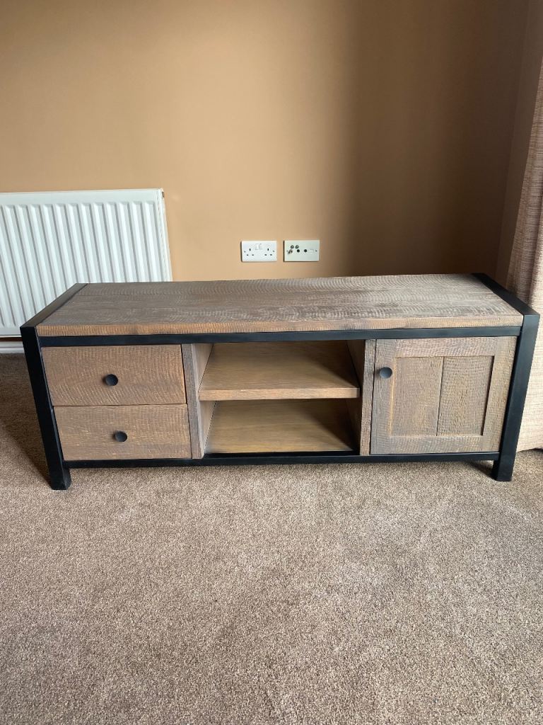Rustic Industrial Style Oak Plasma TV Unit