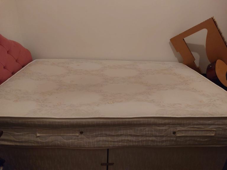 Small double bed, mattress and headboard 