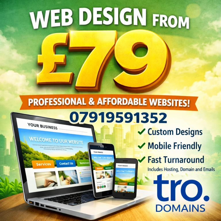 Website Design, £79 | Free Domain, Free Web Hosting, Free Emails, Free SSL, Cheap Web Design