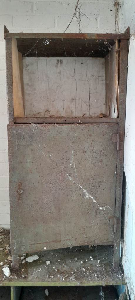 Very old, very used, heavy Metal Garage Cabinet