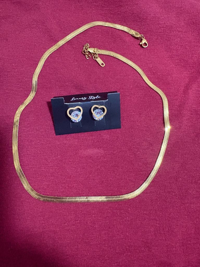 Necklace earrings combo. 18k gold plated with tag