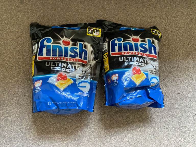 Finish Ultimate Infinity Shine Dishwasher Tablets – 200 Tabs (2x 100 Pack) Sealed