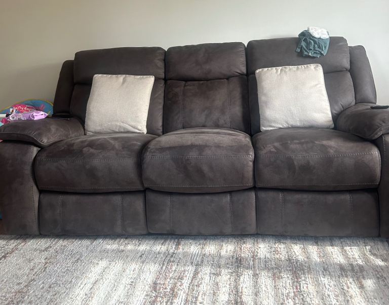 Dfs recliner power sofa bundle, 3 seater, 2 seater & storage footstool 