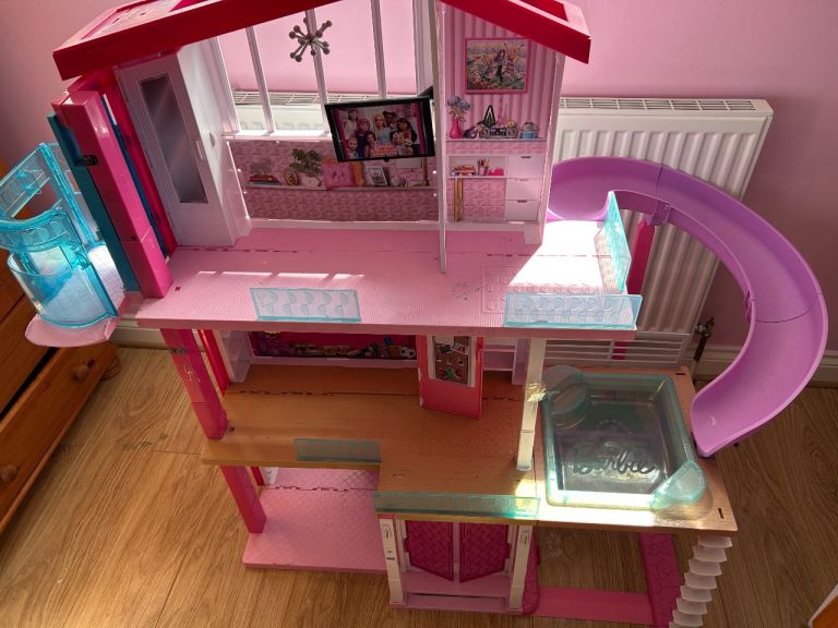 Barbie house, cars, dolls bundle