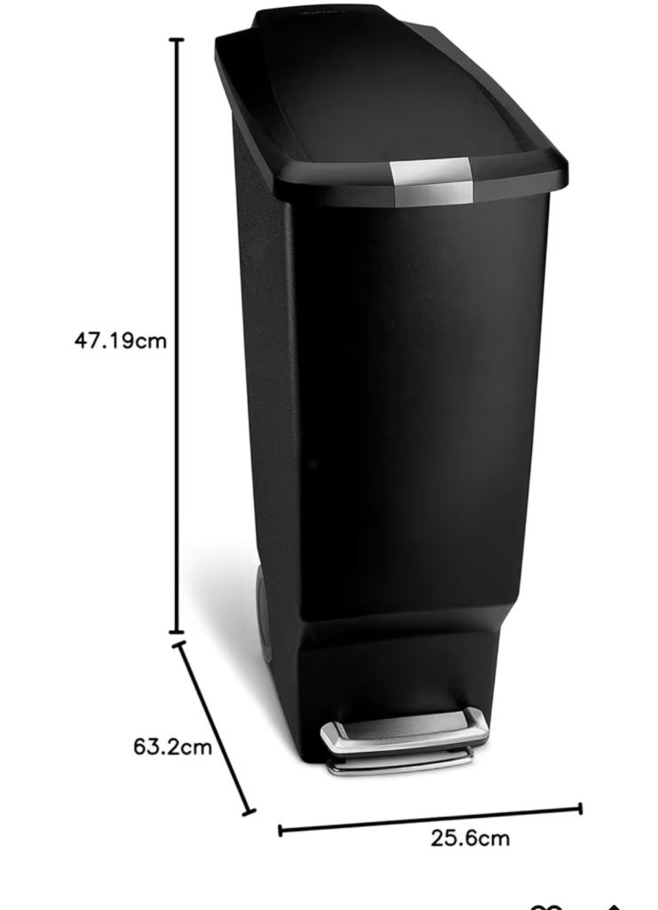 Black Pedal Bin with Soft-Close Lid & Wheels 