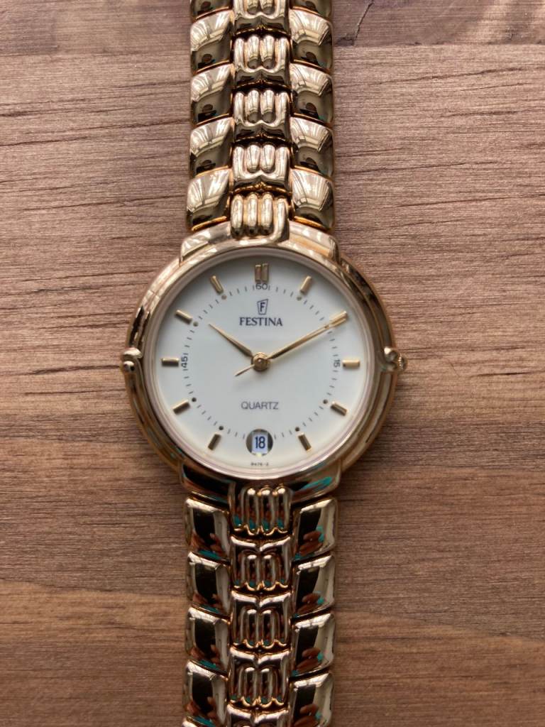 Mens Vintage Festina Watch, 18 carat gold plated – collect only