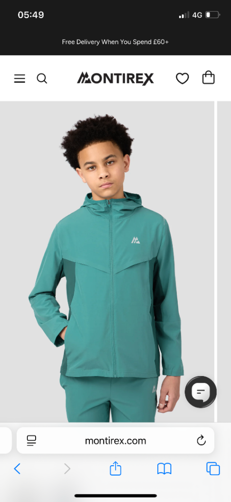 Montirex Kids Hoodie Jacket - Green, Brand New