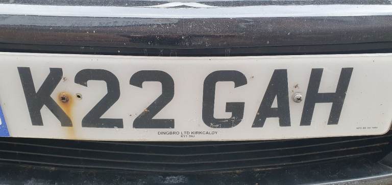 PRIVATE REGISTRATION NUMBER PLATE K22 GAH 