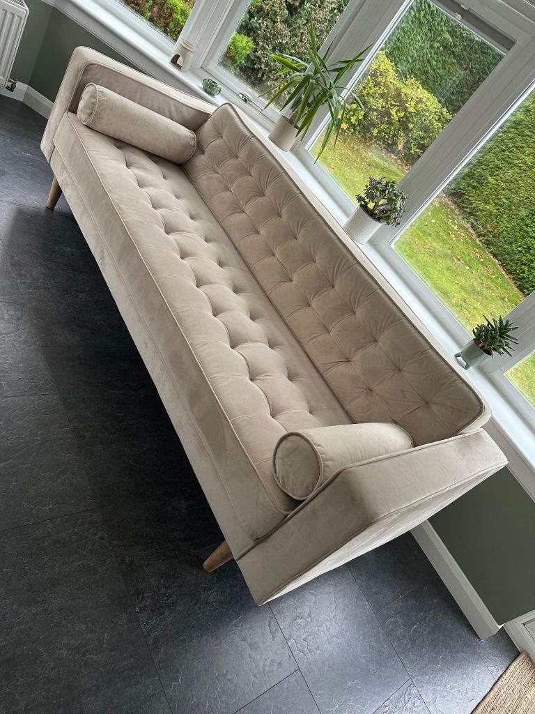 Suede Sofa on wooden legs