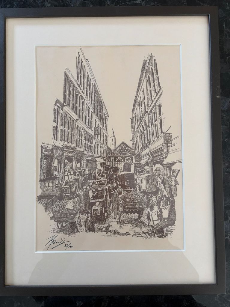 Set of 4 framed prints of 1930s Covent Garden